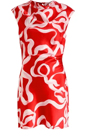 KITRI Hessa Printed Gathered Satin Mini Dress - - 6 (UK6 / XS) - 6 (UK6 /xs)