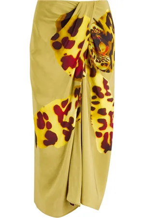 DRIES VAN NOTEN Sampa Printed Matte Satin Midi Skirt - - 38 (UK10 / S)