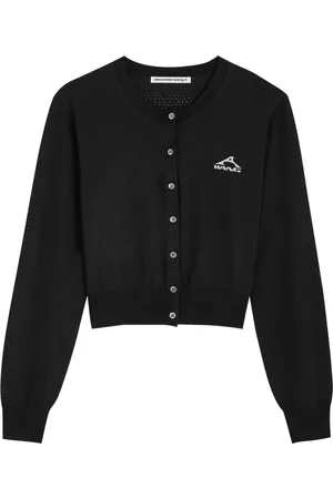 Alexander Wang Logo Cropped Perforated Jersey Cardigan - - L (UK14 / L)
