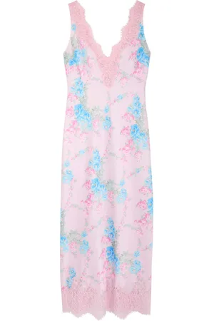 LOVESHACKFANCY Floral Printed Satin Maxi Dress - - S (UK8-10 / S)