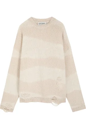 OUR LEGACY Popover Roundneck Striped Distressed Cotton-blend Jumper - - 46 (IT46 / S)