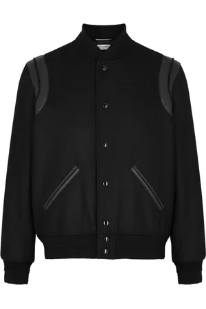 Saint Laurent Leather-trimmed Wool Bomber Jacket - - 46