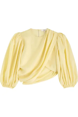Chloé Draped Wrap-effect Silk Cropped Blouse - - 40 (UK12 / M)