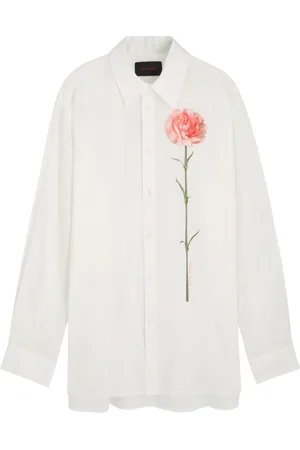 Simone Rocha Floral Printed Ramie-blend Shirt - - M