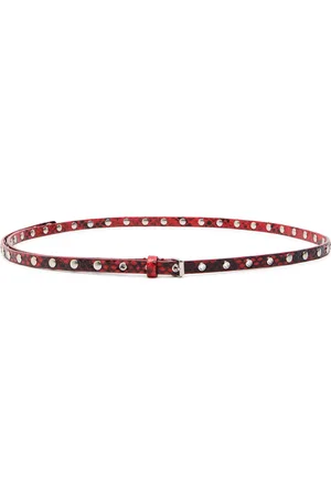 DRIES VAN NOTEN Snake-print Studded Leather Belt - - 85 (UK12 / M)