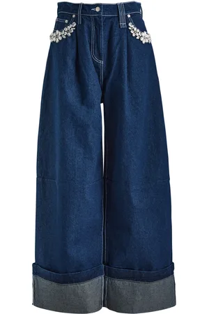 Simone Rocha Wide-leg Crystal-embellished Jeans - - 10 (UK10 / S)