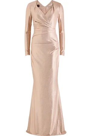 TALBOT RUNHOF Wrap-effect Lamé Gown - - 34 (UK8 / S)