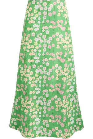 Bernadette Caswell Floral-printed Satin Midi Skirt - - 40 (UK12 / M)