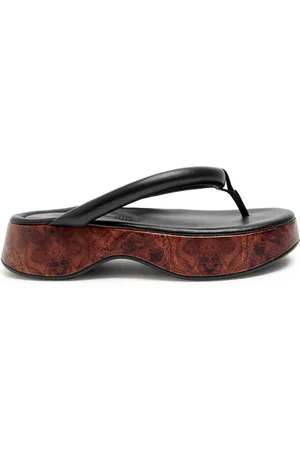 Gia Borghini Hazel Wood-effect Leather Flip Flops - - 37 (IT37/ UK4)
