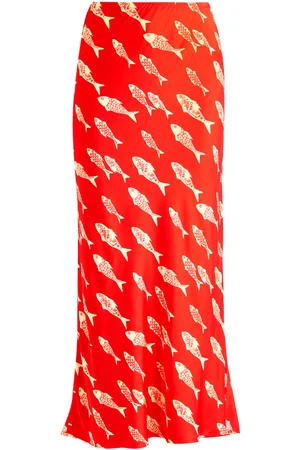 Never Fully Dressed Marina Dorris Printed Satin Midi Skirt - - 10 (UK10 / S)