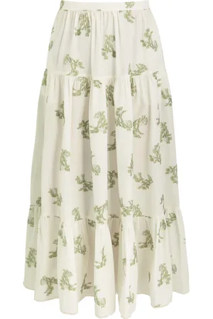 Erdem Embroidered Tiered Cotton-blend Midi Skirt - - 10 (UK10 / S)