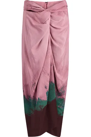 DRIES VAN NOTEN Sidras Printed Stretch-silk Midi Skirt - - 38 (UK10 / S)