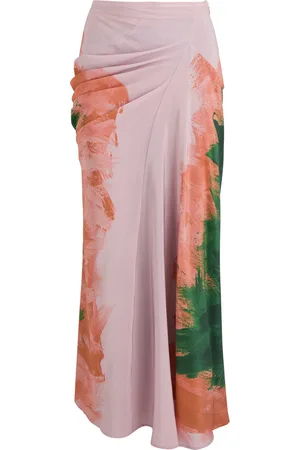 DRIES VAN NOTEN Saren Printed Draped Stretch-silk Maxi Skirt - - 42 (UK14 / L)