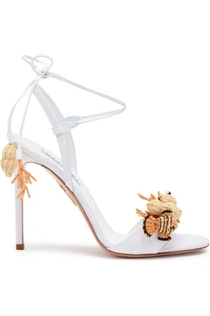 Aquazzura Marea 105 Appliquéd canvas Sandals - - 37 (IT37 / UK4)