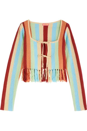KITRI Taylor Striped Crochet-knit Cardigan - - L (UK14 / L)