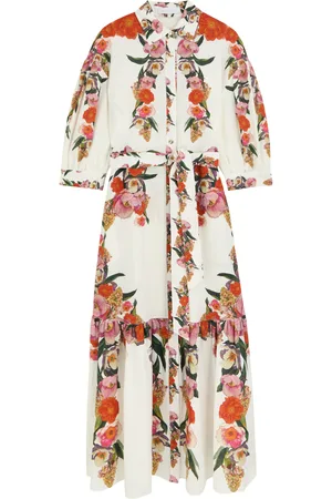 Borgo De Nor Bianca Floral-printed Linen-blend Midi Dress - - M (UK12 / M)