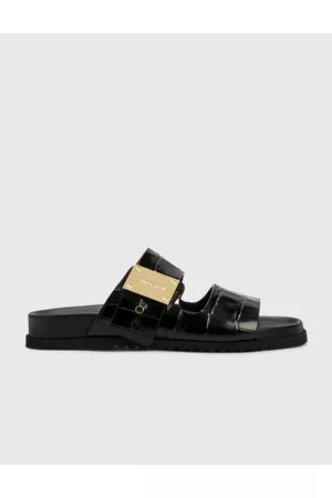 Burberry Logo Detail Embossed Leather Sandals