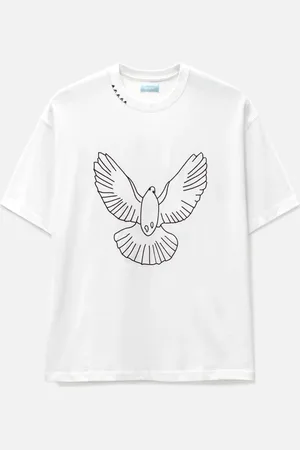3.Paradis White Birds Outline T-shirt