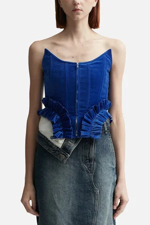 pushBUTTON BLUE FRILL HEM BUSTIER