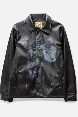 KIDSUPER STUDIOS BLUE STREET HOOLIGANS FAUX LEATHER JACKET