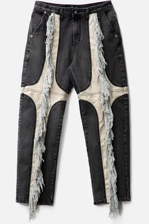 THUG CLUB Mohican Leather Denim Pants