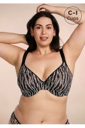 HSIA Zebra Wild Unlined Underwire Mesh Bra Set - / 42 / D