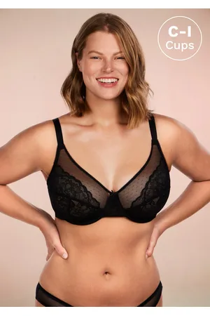 HSIA Enchante Full Coverage Minimizer Bra: Lace Underwire, Unlined Bra - / 34 / C