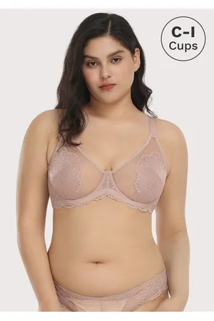 HSIA Blossom Plus Size Lace Bra - Wired, Unpadded, See-Through - / 34 / C