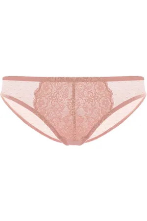 HSIA Nymphaea Front Floral Lace Mesh Back Comfort Bikini Underwear - S /