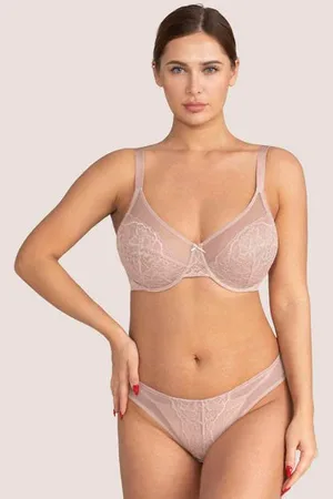 HSIA Enchante Lace Bra and Panties Set: Unlined Wire Support Bra - / 34 / D