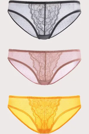 HSIA Enchante Lace Airy Bikini Panties 3 Pack - S /