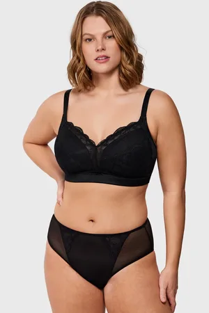 HSIA Blossom Mist Lace Trim Wireless Comfort Full Coverage Plus Size Bra - / 36 / C