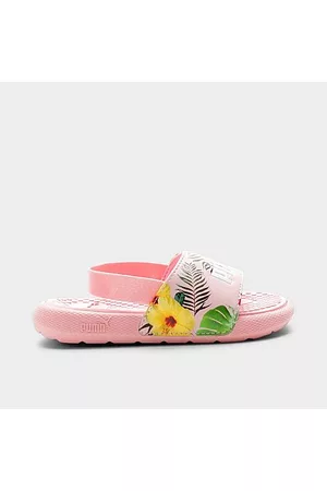PUMA Slide Sandals - Girls' Toddler Cool Cat Tropical Floral Backstrap Slide Sandals