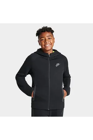 Nike Boys' Sportswear Full-Zip Tech Fleece Hoodie, Large, Mica Green/Black