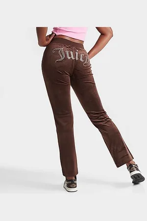 JUICY COUTURE OG Big Bling Womens Velour Track Pants - PEWTER