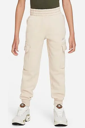 Nike Kids Sportswear Club Fleece Cargo Jogger Pants in Sanddrift/White Size: Medium