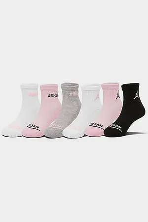 Jordan Girls Cushioned Ankle Socks (6-Pack) in Size: 7-9