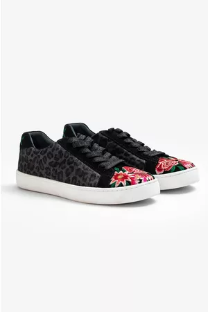 JOHNNY WAS Women Sneakers - Black Leopard Floral Sneaker - Black