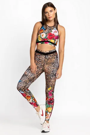 Johnny Was Wild Flower Bee Active Mesh High Waist Leggings Boho Chic A —  AfterRetail
