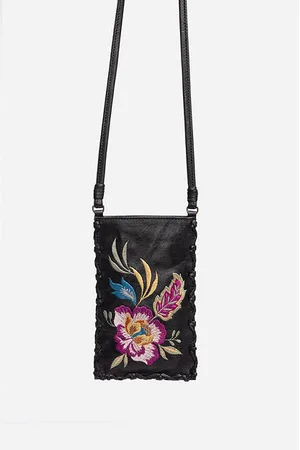 Johnny Was Othilia Black Velvet Tote Flowers Purse Bird Handbag Bag New