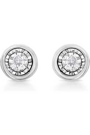 Haus of Brilliance Women Stud Earrings - .925 Sterling Silver 1/10 Cttw Miracle-Set Diamond Circle Shape Stud Earrings (I-J Color, I2-I3 Clarity)