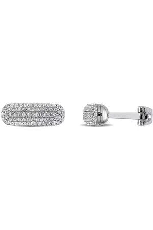 Amour Sterling Silver 1 1/3 CT TGW White Sapphire Oval Cufflinks