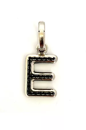 Burberry Leather-Topstitched 'E' Alphabet Charm in Palladium/Back