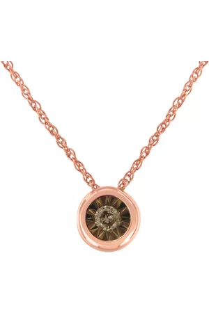 Haus of Brilliance Two-Toned Sterling Silver 1/10ct TDW Diamond Bezel Miracle Pendant Necklace (Champagne, I2)