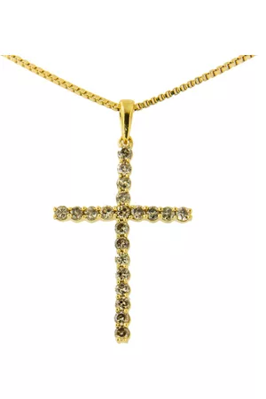Haus of Brilliance 14K Yellow Gold Plated .925 Sterling Silver 1/2 Cttw Champagne Diamond Cross 18'' Pendant Necklace (K-L Color, I1-I2 Clarity)