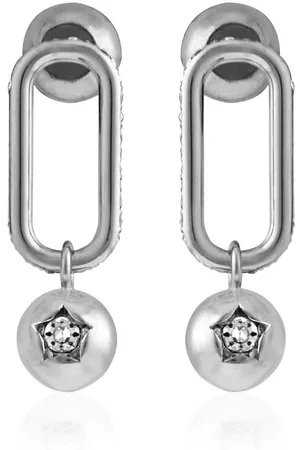 Monogram Motif Chain-link Earrings in Palladium