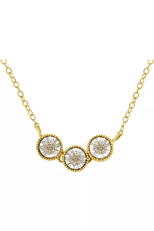 Haus of Brilliance Two-Toned Sterling-Silver 1/4ct TDW Champagne Diamond 3 Stone Necklace (I2-I3, K-L)