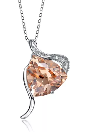 Megan Walford Sterling Silver Champagne and Clear Cubic Zirconia Swirl Drop Necklace