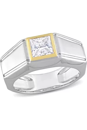 Amour 1 1/5 CT TGW Created Moissanite-White Fashion Ring Silver White & Yellow