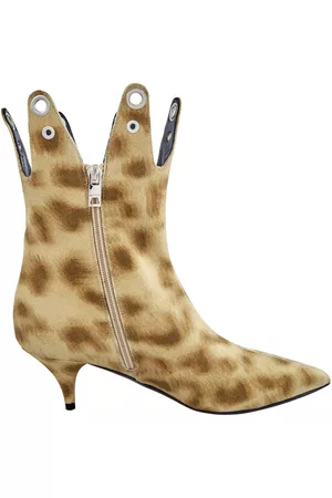 Burberry Jermaine Leopard Print Eyelet Detail Ankle Boots, Brand Size 35.5 ( US Size 5.5 )